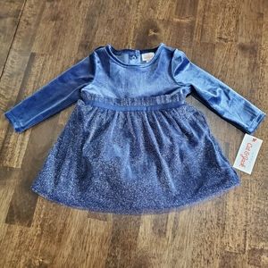 Cat & Jack Baby Girl Blue Velvet and Tulle Holiday Party Dress, Size 6-9m, NWT